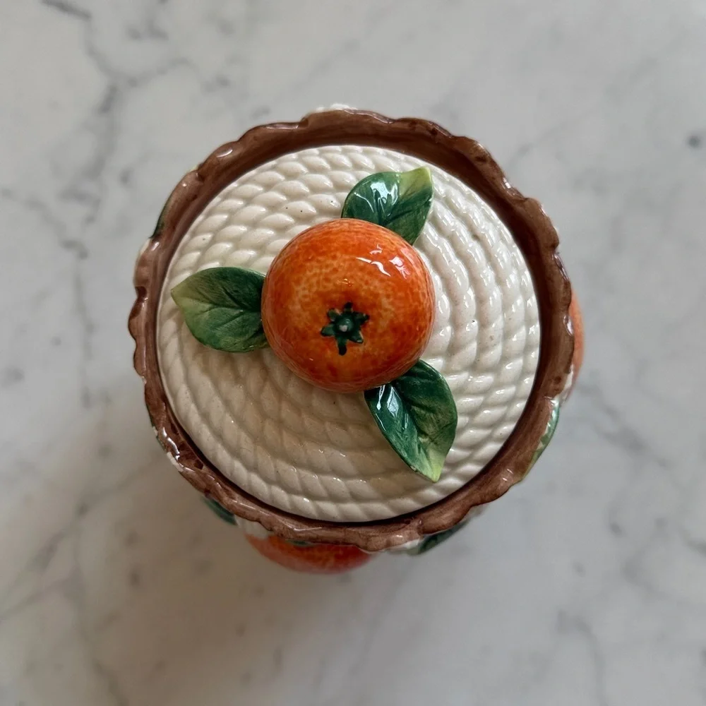 Fitz & Floyd Retired Mediterranean Majolica Fruit Canister 8”